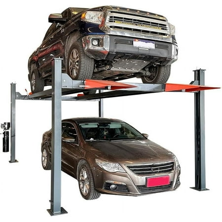 HPDAVV 11000 LBS 4 Post Car Lift Extra Tall & Wide Parking and Storage Auto Lift with 84 Max Height 110V 3HP Heavy-Duty Hydraulic System for Garage Parking or Workshop 36 Months Parts Warranty