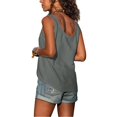 thumbnail image 2 of MRULIC tank top for women Women Button Down Tank Tops Scoop Neck Sleeveless T Shirts Blouses Loose Pocket Womens tank tops Grey + XL, 2 of 4