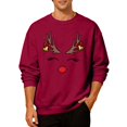 thumbnail image 5 of Christmas Sweatshirt for Men Women Long Sleeve Crewneck Loose Casual Funny Reindeer Face Graphic Sweatshirts Pullover Tops, 5 of 7