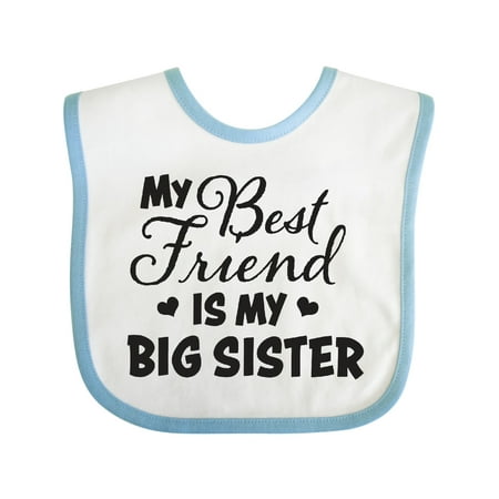 

Inktastic My Best Friend is My Big Sister with Hearts Gift Baby Boy or Baby Girl Bib