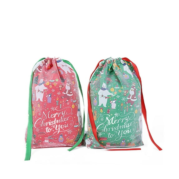 Yuedong Christmas Gift Bag Packaging Bags Drawstring Pocket 30pcs 21x28cm PE Durable Candy Wrapper Birthday Christmas Party Favor Supplies