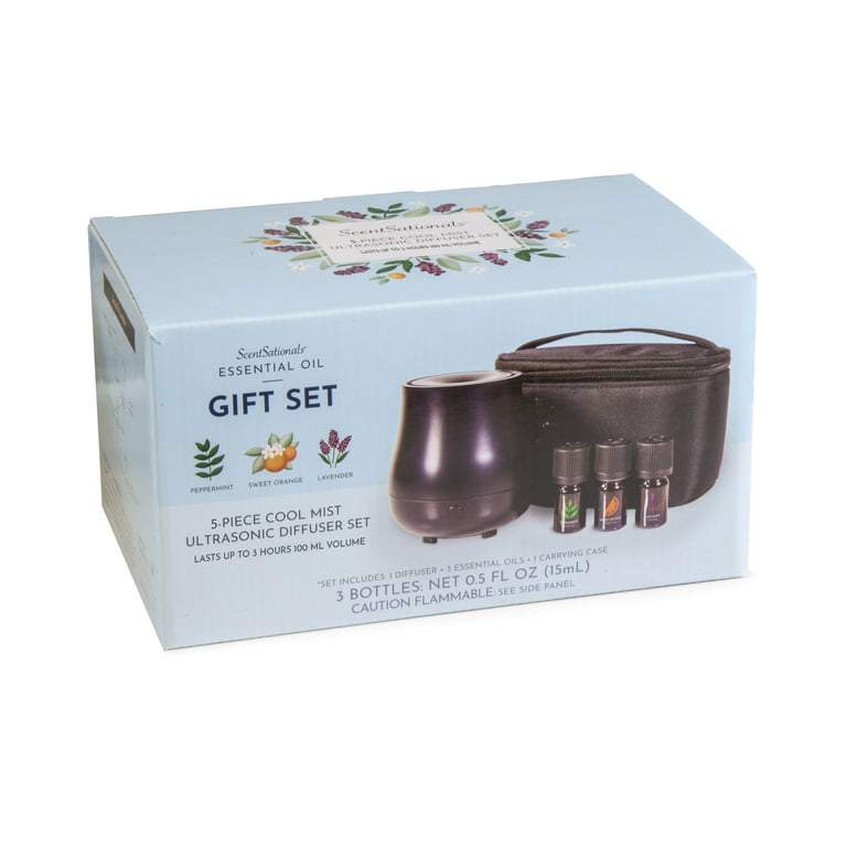 ScentSationals Essential Oil Diffuser 3 Piece Set, Grey, 100mL with 2  Essential Oils: 