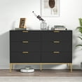 thumbnail image 4 of Eumyviv Modern Chest of Drawers with Gold Handles Mid Century Modern 6-Drawer Storage Dresser for Bedroom Living Room, Black H0123, 4 of 10