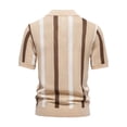 thumbnail image 4 of Men'S Ribbed Knit Po-Lo Shirt for Breathable Striped Casual Wear Short-Sleeved Po-Lo Collar Shirt Khaki XL, 4 of 5