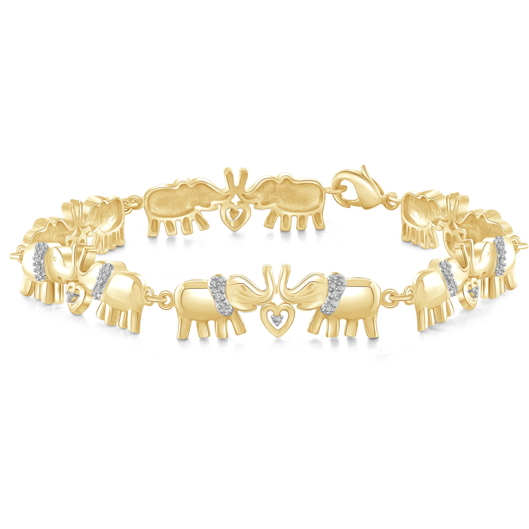 White Diamond Accent 14kt Gold Plated Brass Elephant