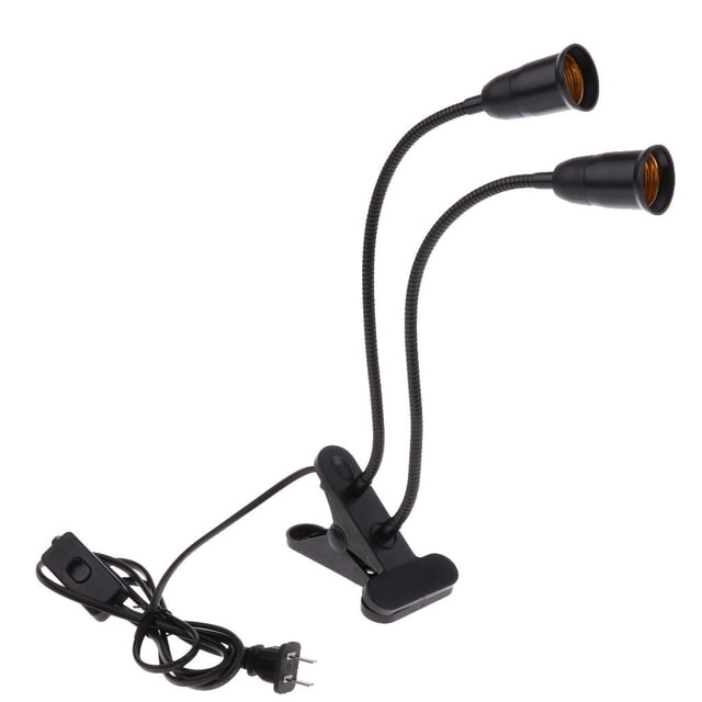 Base E27 con clip de soporte de lámpara flexible de 360 degree de doble cabezal . UU. con interruptor de encendido / apagado de 150 W Colco LED Clip Luz de lectura Socket