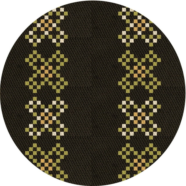 Ahgly Company Tapis Rond Lavable en Machine Intérieur Transitionnel Rouge Brun, 3 Pieds Rond