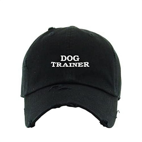 Dog Trainer Vintage Baseball Cap Embroidered Cotton Adjustable Distressed Dad Hat Black