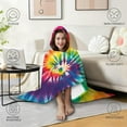 thumbnail image 4 of Wearable Blanket,Colorful Tie Dye Pattern Hooded Wearable Flannel Blanket for Adults & Teens,Winter Poncho Shawl Wrap Cape Cozy Anti-Pill,50"x60", 4 of 5
