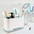 thumbnail image 2 of Soporte para cepillo de dientes eléctrico para baño, cepillo de dientes y pasta de dientes con 2 divisores ajustables y base antideslizante para familia y niños (azul), 2 of 4