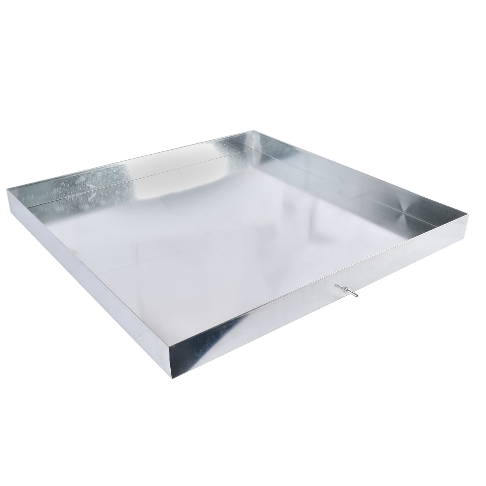 GELUOXI 30 x 30 x 2.5 Inch Washing Machine Pan Galvanized Steel Washing Machine Drain Pan Heavy Duty Compact Washer Drip Tray with Drain Hole & Hose Adapter