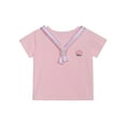 thumbnail image 5 of Doomiva Kids Girls Plaid Mini Skirt Set Sailor Short Sleeve Top with Pleated Tartan Skirt School Uniform Outfit Pink 150, 5 of 7
