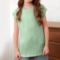 thumbnail image 5 of Jalioing Girls Short Sleeve Shirts Kids Crew Neck Texture Tunic Tops Teen Girls Solid Color Tops Summer Outfits, 5 of 7