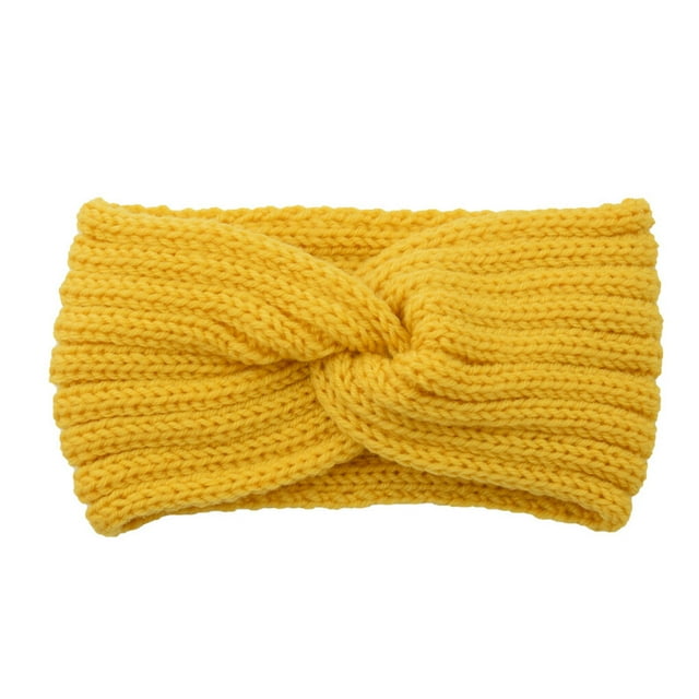 kurtrusly Crocheted Headband Simple Style Knitted Flexible Breathable Sweatband Elastic Hair Styling Accessories Hairband for Yoga Yellow