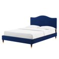 thumbnail image 1 of Tufted Platform Bed Frame, King Size, Velvet, Blue Navy, Modern Contemporary Urban Design, Bedroom Master Guest Suite, 1 of 10