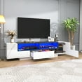 thumbnail image 2 of 70" LED TV Stand for up 85" TVs, High Gloss Large Entertainment Center TV Console Table with Storage Drawer, APP LED Light, Marble Design, 2 of 9