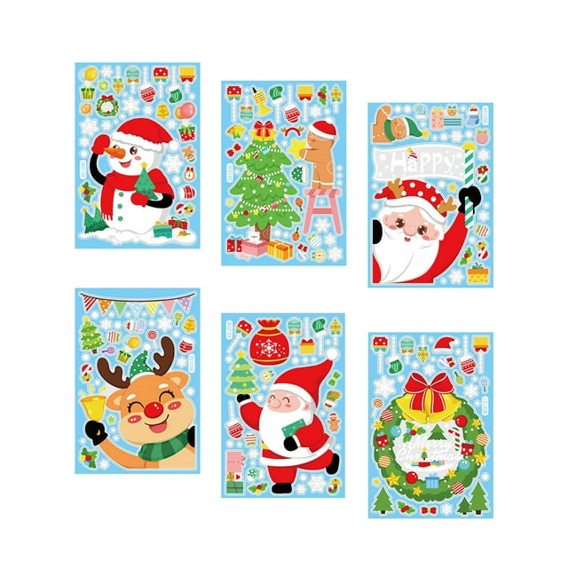 6 uds pegatinas de ventana de Navidad Yuyangstore Papá Noel Suministros DIY Estilo A