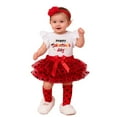 thumbnail image 2 of Rhoudy Cute Clothes For Girl 1-3 Months Valentines Day Baby Outfit Sleeveless Romper Panties Skirt Hair Holiday Party Dress Adorable Outfits Red, 2 of 6