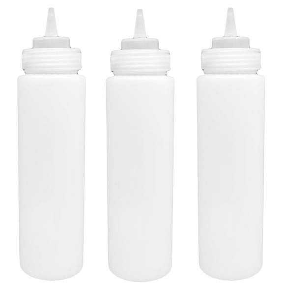 Set 3 Dispensadores Botellas de Aderezos Apachurrable Vencort Color Blanco 24 Oz / 700 Ml