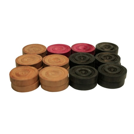 Bullet Shot Carrom Board Coins - Professional Coins Wooden Carrom Game Coins Set, Wooden Checkers (24 Pieces) Approved & Recognized by International Carrom (Best Carrom Board Manufacturers In India)