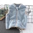 thumbnail image 5 of dazeni Girls Boys Sherpa Fleece Zip up Vest Kids 1-10 T Fuzzy Sleeveless Coat Fall Winter Warm Waistcoat Outerwear with Pockets Light Blue 3-4Years, 5 of 7