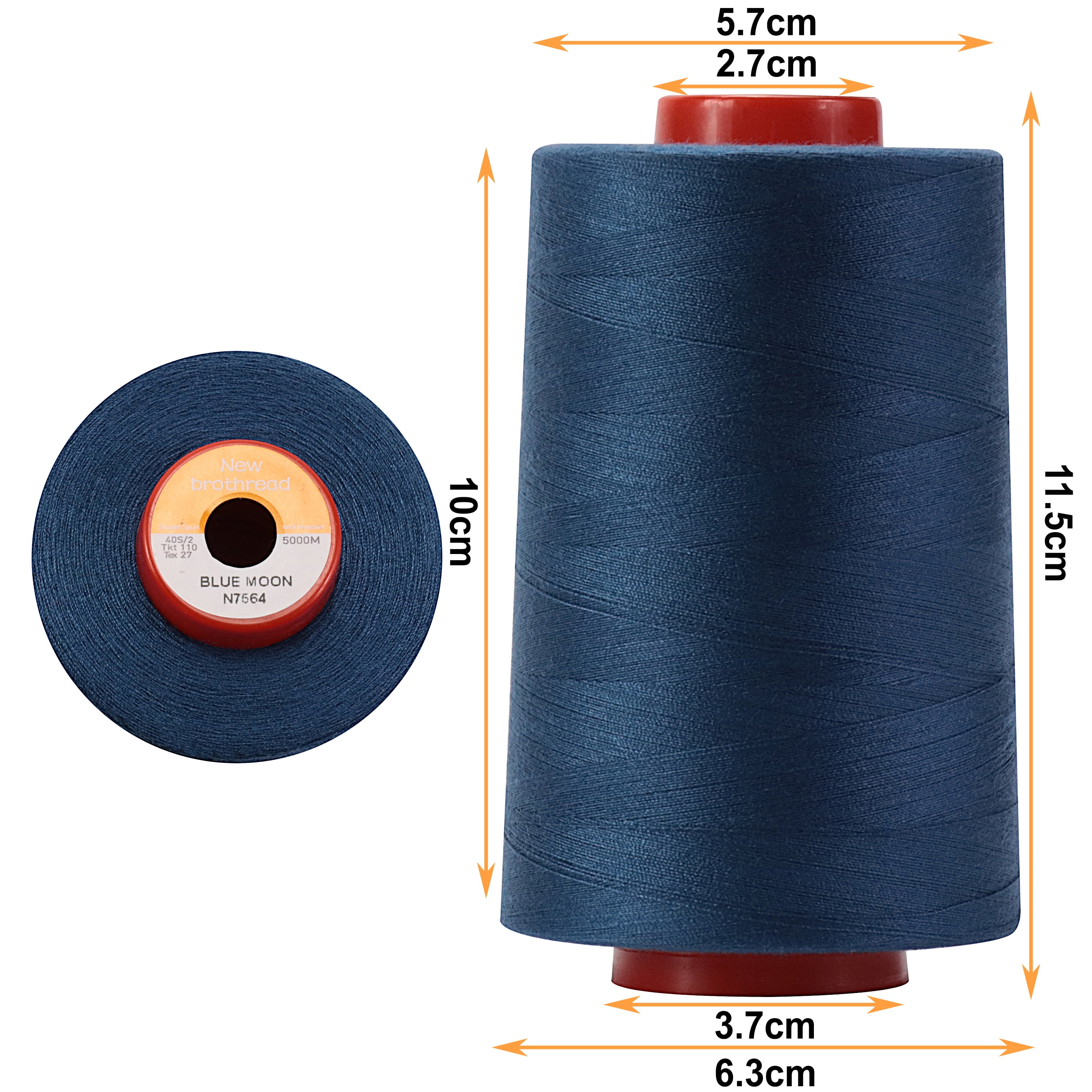 New brothread 4 Large Cones of Polyester Sewing Serger Quilting Thread - 5500Y (5000M) - Blue Moon