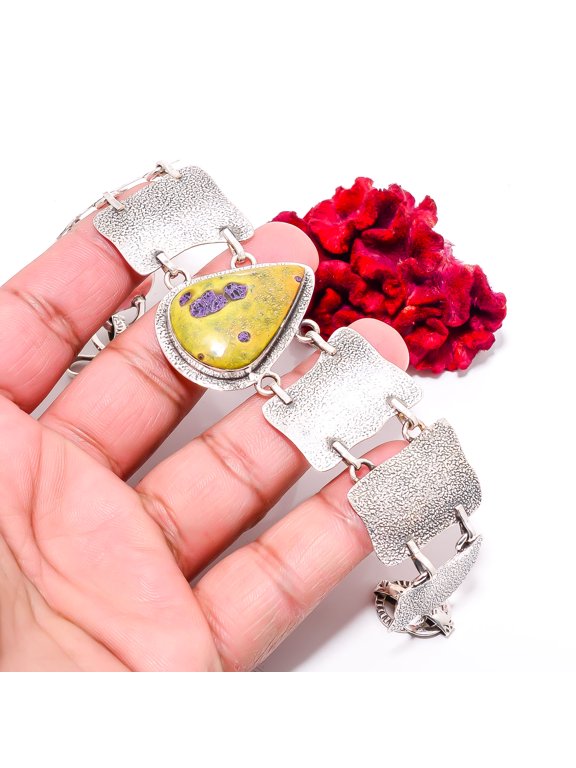 Atlantisite - Tasmania 925 Sterling Textured Silver Bracelet 8.99" B84378, Christmas Gift