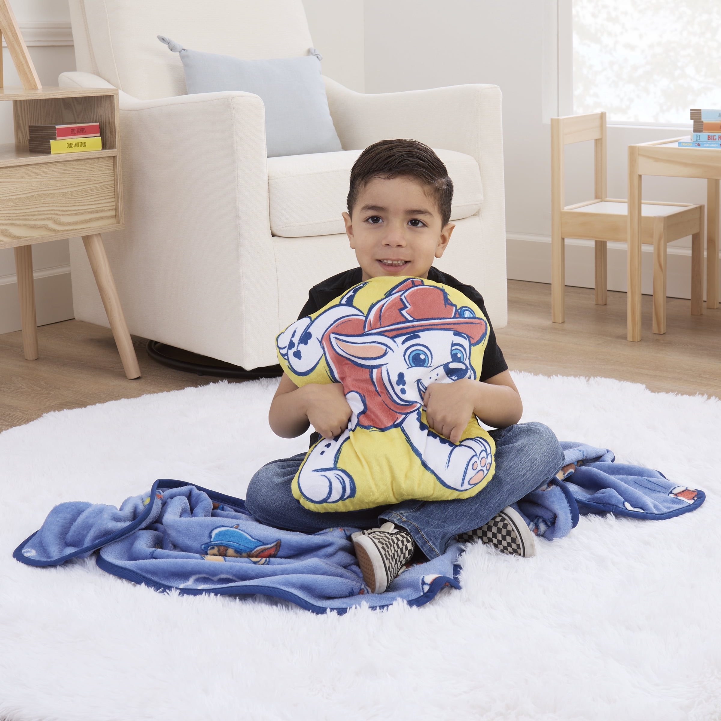 Paw Patrol Marshall Cuddle Toddler Pillow 13.5"x11.5", Red and Yellow Plush
