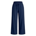 Aoiroe Women's Wide Leg Linen Pants,Long Lounge Pant Straight Leg ...
