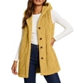 thumbnail image 2 of Jsaierl Women's Cable Knit Hooded Long Vest Button Down Sleeveless Cardigan Cozy Fall Winter Layering Outwear, 2 of 10