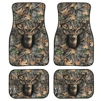 Renewold Deer Camo Hunting Forest Grey Car Floor Mats Auto Carpet Car Rugs Set of 4, Anti-slip Universal Fit for SUVs Sedans Trucks, Car Accessories for Women Men