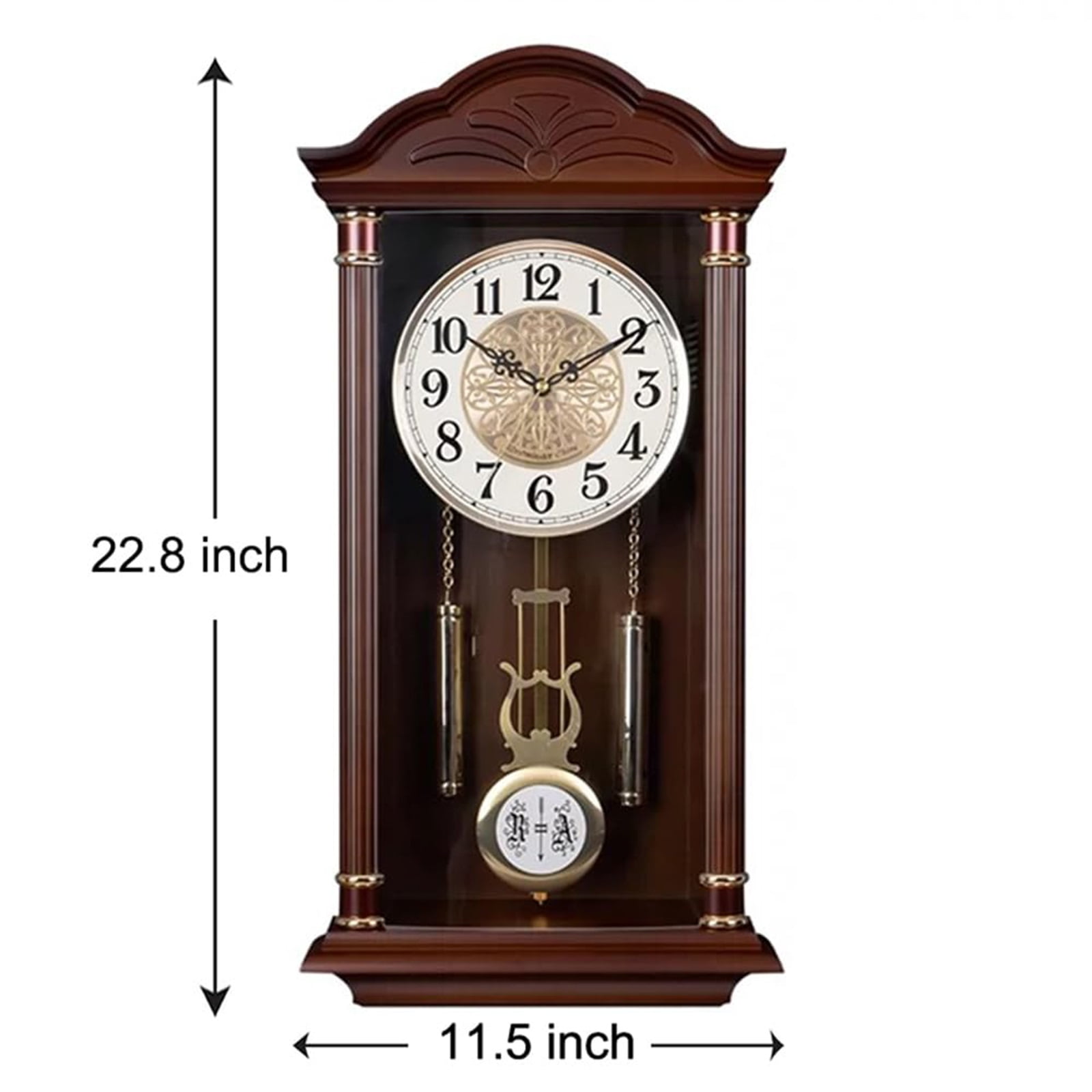 Retro Wall Clock Silent Pendulum Grandfather Clock Quartz Decorative 22.8inch High Traditional Design Birthday Gift Timepiece