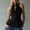 *Black, variant on ClodeEU Women's Halter Neck Sleeveless Ruff Trim Peplum Blouse, Button Solid Color Tank Top for Summer Black,Women's Plus L