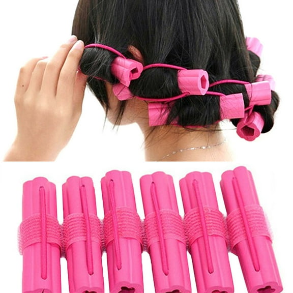 ibasenice 12Pcs Pink Hair Curler Tools with Self Grip for Smooth Curl Hairstyling and Hair Care