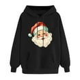 thumbnail image 4 of Christmas Hoodies for Women Santa Holiday Graphic Long Sleeve Pullover Sweatshirt with Pocket Black M, 4 of 5