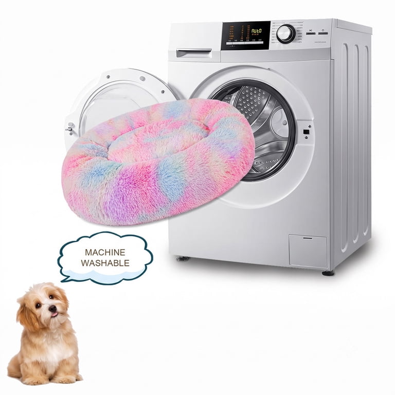 Exclusivo Mezcla Calming Donut Pet Bed, Pink Rainbow photo 4