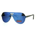 thumbnail image 2 of Mens Color Mirror Lens Futurism Robotic Shield Rimless Aviator Sunglasses Blue, 2 of 4