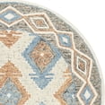 thumbnail image 4 of SAFAVIEH Micro-Loop Averill Geometric Aztec Wool Area Rug, Blue/Beige, 5' x 5' Round, 4 of 5