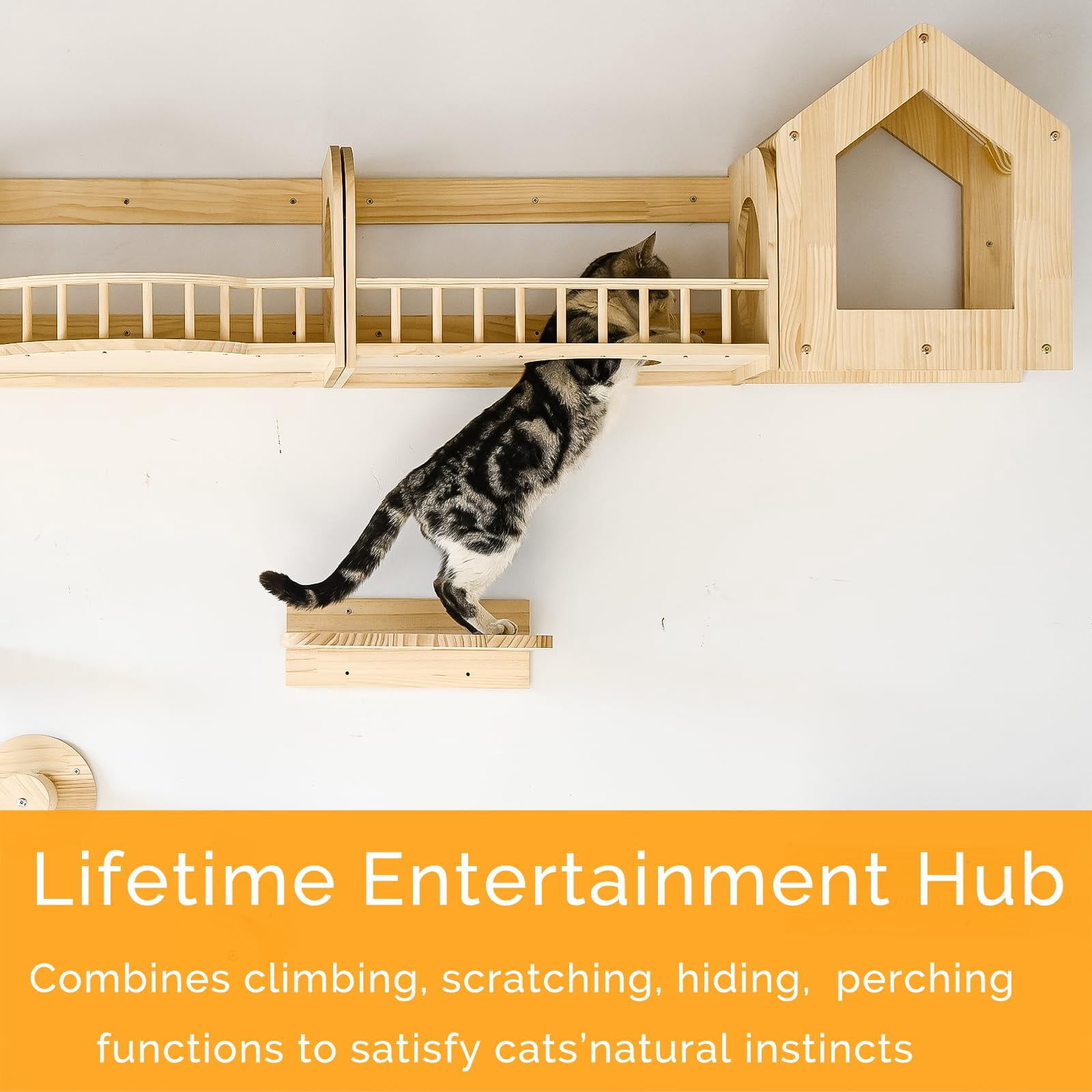 Cat Wall Shelves And Furniture Set With Condos  Perches Bridge Ladders Sisal Posts - Steps Houses For Cats (d)