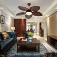 thumbnail image 4 of Eapmic Tropical Ceiling Fan Outdoor Downrod Ceiling Fan with Sunset Bowl Light, Five Hand Carved Wooden Leaf Blades for Dining Bed Room Patio Porch (52Inch), 4 of 9