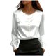 thumbnail image 3 of TaTaai Women's Loose Fit Summer Top Long Sleeve V-Neck Solid Color Pearl Accent Professional Office Casual Blouse Gift, 3 of 5