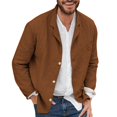 thumbnail image 1 of Camisas De Vestir Para Hombre 5xl Camisa de algodón de color sólido informal de moda para hombre Solapa suelta Manga larga Ocio Transpirable Todo superior con botón (Brown, XXL), 1 of 5