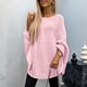 thumbnail image 5 of Suéter Elegante de Punto Tipo Capa para Mujer, Cuello Redondo, Larga, Holgado, Suéter de Punto Tipo Chal A . Rosa XXL, 5 of 8