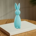thumbnail image 5 of Easter Flocked Bunnies, Flocking Rabbit Figurines with Bow Ties, Adorable Spring Tabletop Ornaments for Home, Garden Decor, Bunnies Decoration for Easter Celebration, 5 of 6