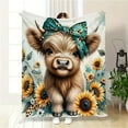 thumbnail image 3 of [Cozy Flannel Blanket] Soft & Warm Cozy Highland Cow Print Flannel Blanket | Versatile for Sofa, Bed, Office, and Travel - Perfect Gift for All Seasons, Cow Decor, 3 of 6