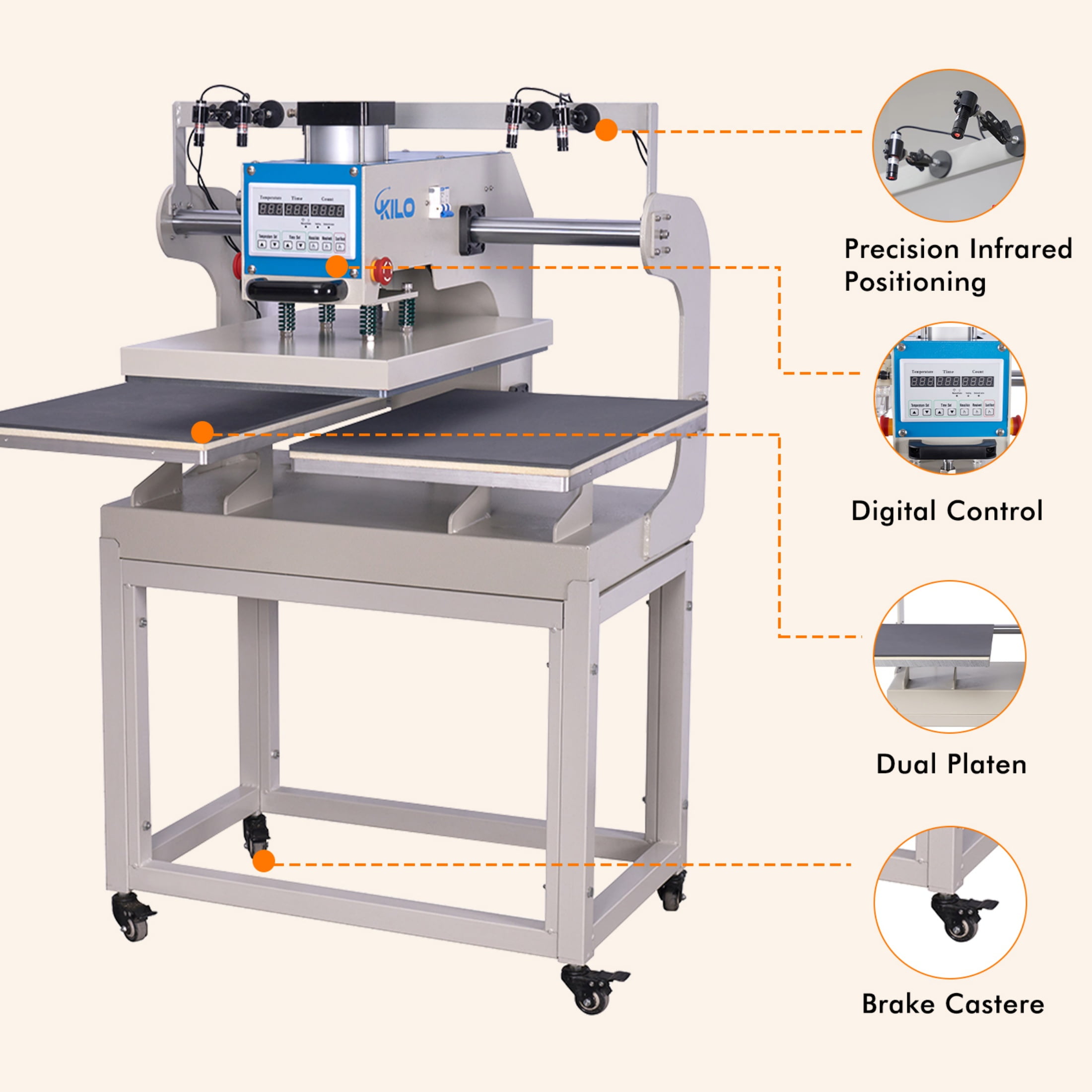 Kilo Pro 16" x 24" Heat Press Machine External Compressor,Large Sliding Dual Platen Commercial,Transfer Machine for Professional Printing