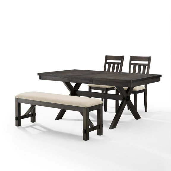 Crosley Furniture Hayden Wood 4 Piece Butterfly Leaf Trestle Dining Set in Slate