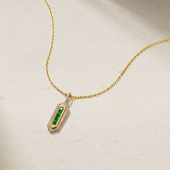 2.00CT Green Emerald 925 Silver Women's Pendant 14K Yellow Gold Plated
