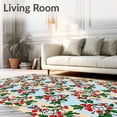 thumbnail image 2 of ODIKA 5'x7' Machine Washable Non-Slip Area Rug, Vintage Holly Berry Wreath Seasonal Floor Pair High Traffic Rug with Pad, Red, 621339, 2 of 8