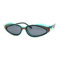thumbnail image 2 of Womens Retro Low Point Cat Eye Layered Plastic Frame Sunglasses Green Orange Black, 2 of 4